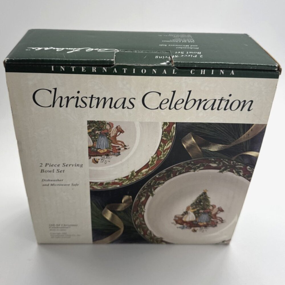 Christmas Celebration Serving Bowl Set of 2 China Bob Timberlake 90s 168-94 NEW